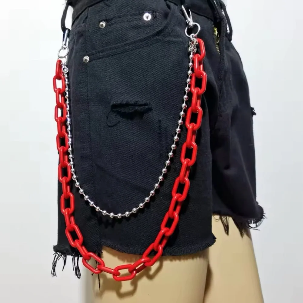 Silver Red Chain Belt Pants Jeans Chain Accessories